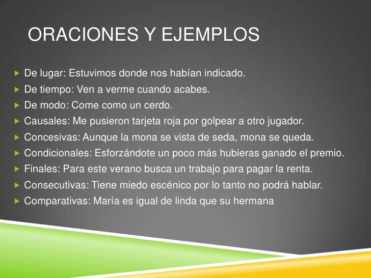 Oración Subordinada Adverbial