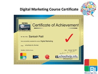 Digital Marketing Course Certificate
 