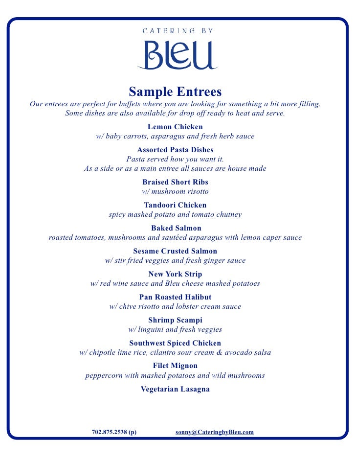 catering menus samples
