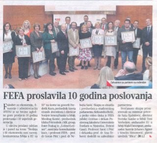 Proslava 10 godina poslovanja FEFA, Blic, 24.10.2013.