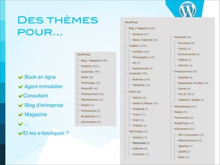 Des thèmes             34

pour...



Book en ligne
Agent immobilier
Consultant
Blog d’entreprise
Magazine
...
Et les e-boutiques ?
 