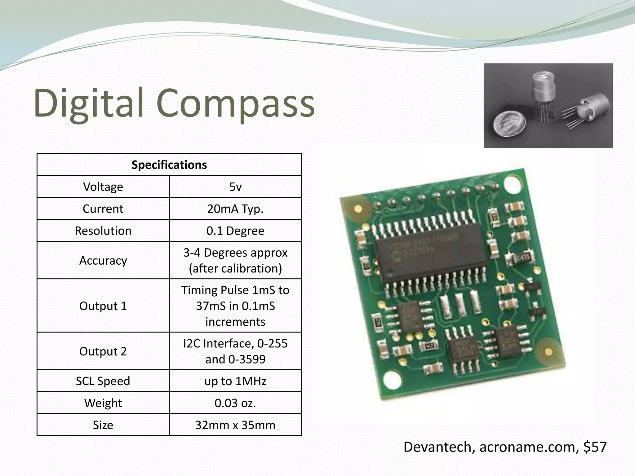 Digital CompassDevantech, acroname.com, $57