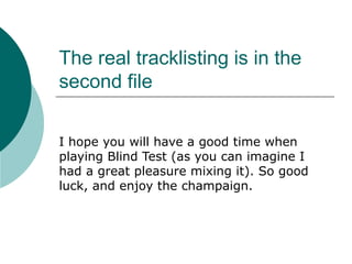 Blind Test Rules Of The Game | PPT