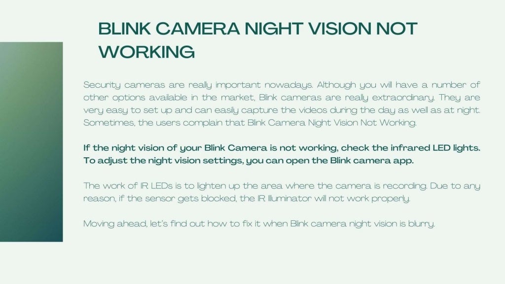 Blink Camera Night Vision Not Working? 1-8057912114 Blink Phone Number.ppt