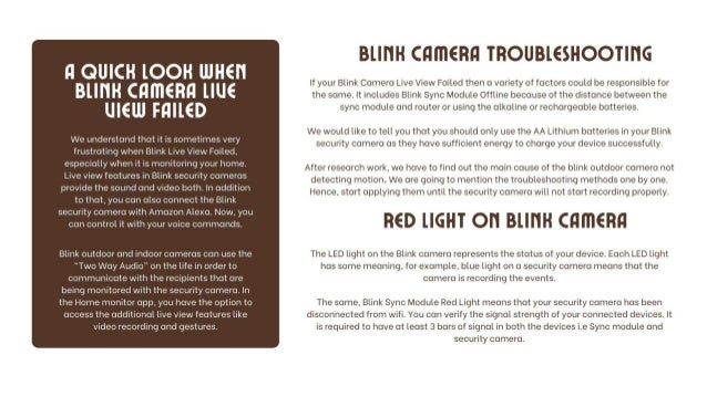 Blink Camera Live View Failed Fix 1-8057912114 Blink Sync Module Red Light.ppt