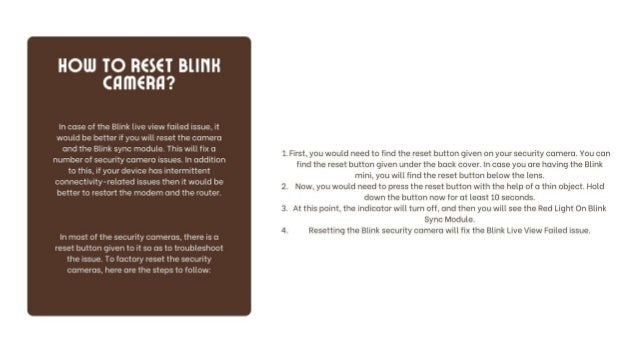 Blink Camera Live View Failed Fix 1-8057912114 Blink Sync Module Red Light.ppt