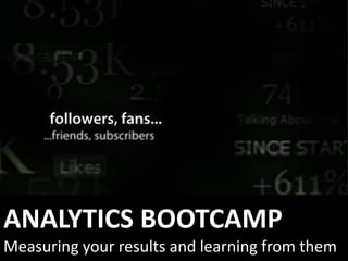 ANALYTICS BOOTCAMP
Measuring your results and learning from them
 