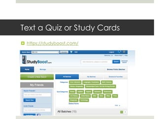 Text a Quiz or Study Cardshttps://studyboost.com/