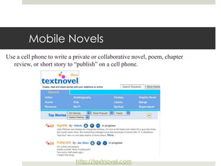 Parent Night IdeasAn overview of why you are using the student cell phones.Describe the project(s) that will revolve around cell phone use, and any cost associated with the project and student cell phone use. Alternatives that the students have for completing the project without using cell phones Any change in school cell phone policy as a result of the project(s). Rules of the cell phone use during the project and the consequences for the students who do not follow the rules.Parents should be invited to participate in the activity (within reason). Provide parents with multiple ways for feedback (email address, a text message number, a voicemail (Google Voice would be great for this), and an online anonymous survey (such as Google Form). 