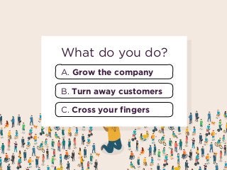 A. Grow the company
B. Turn away customers
What do you do?
C. Cross your fingers
 