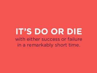 IT’S DO OR DIE
with either success or failure
in a remarkably short time.
 