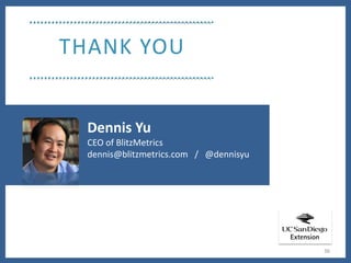 36 
THANK YOU 
Dennis Yu 
CEO of BlitzMetrics 
dennis@blitzmetrics.com / @dennisyu 