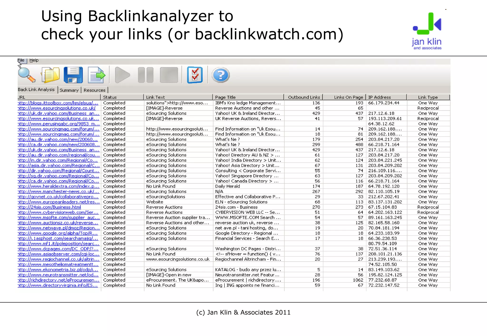 Using Backlinkanalyzer to  check your links (or backlinkwatch.com) 