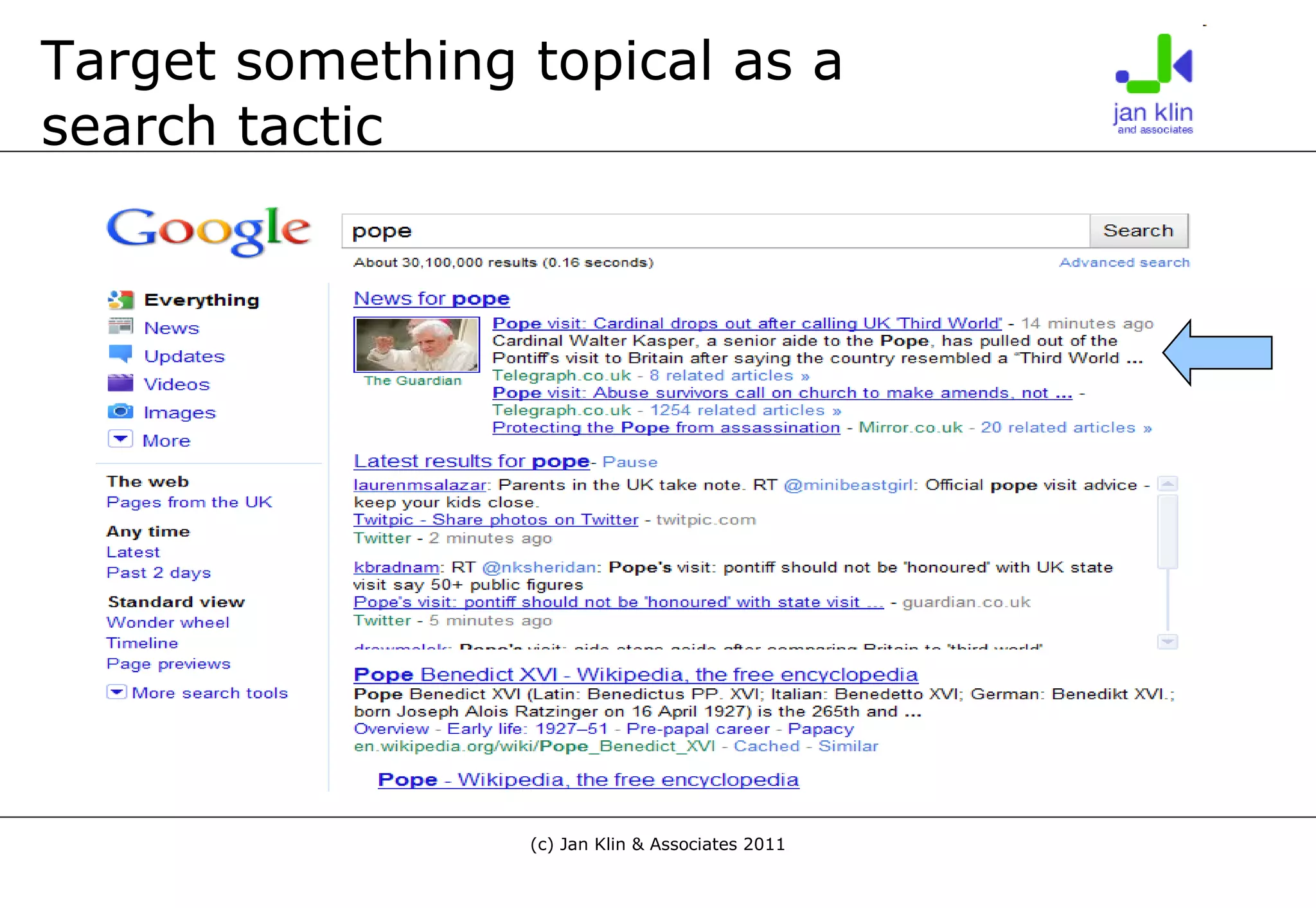 Target something topical as a  search tactic 