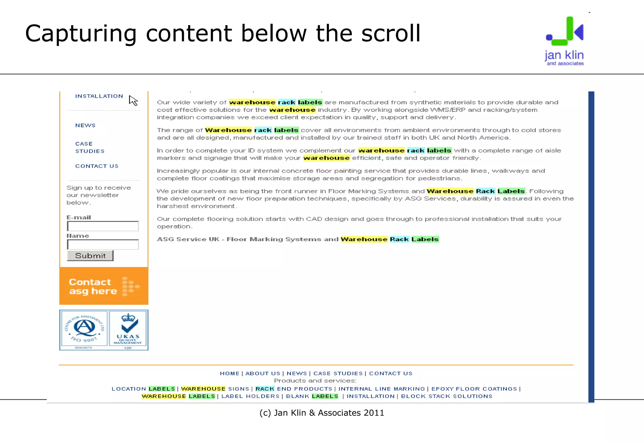 Capturing content below the scroll 