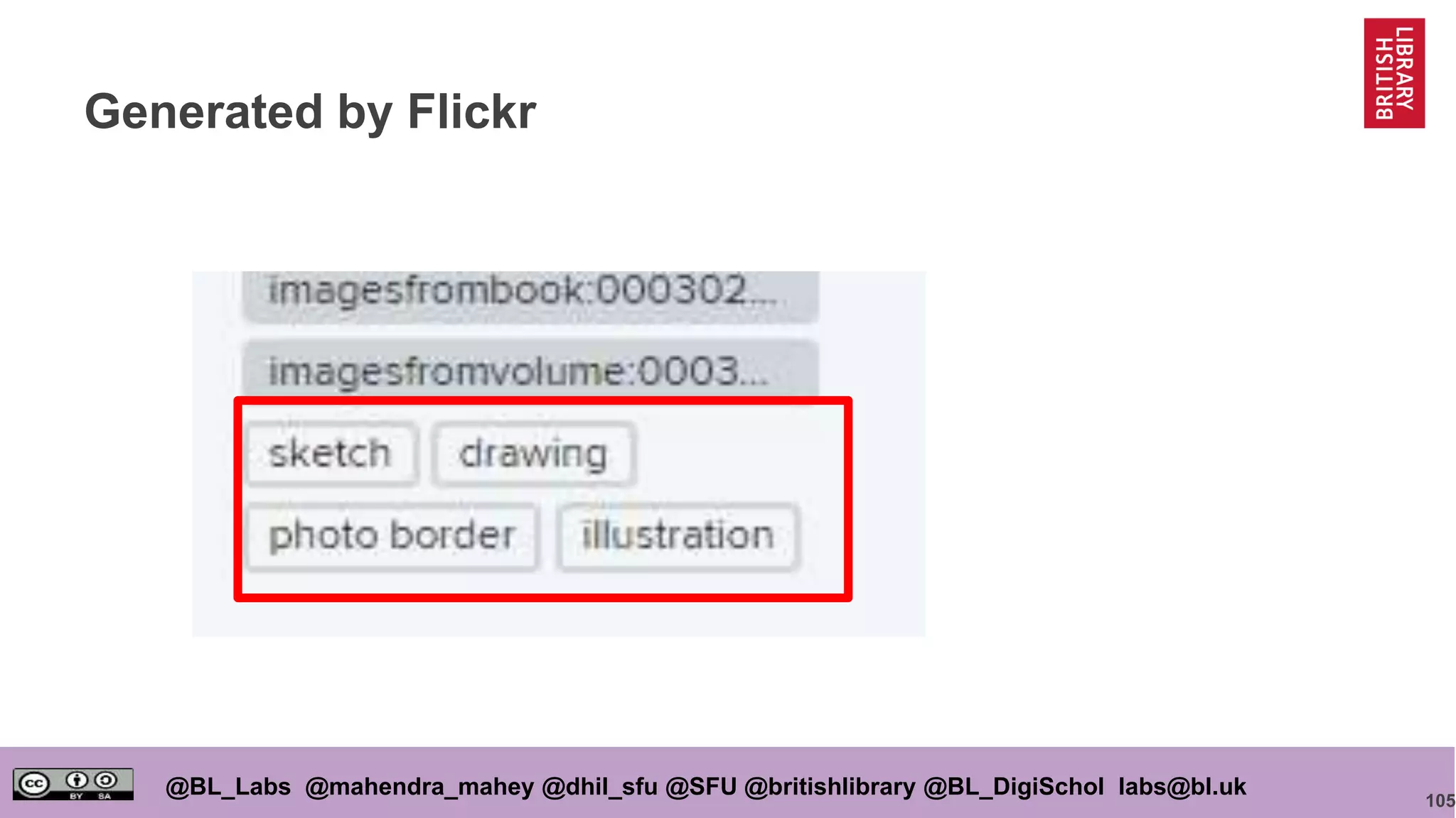 105
@BL_Labs @mahendra_mahey @dhil_sfu @SFU @britishlibrary @BL_DigiSchol labs@bl.uk
Generated by Flickr
 