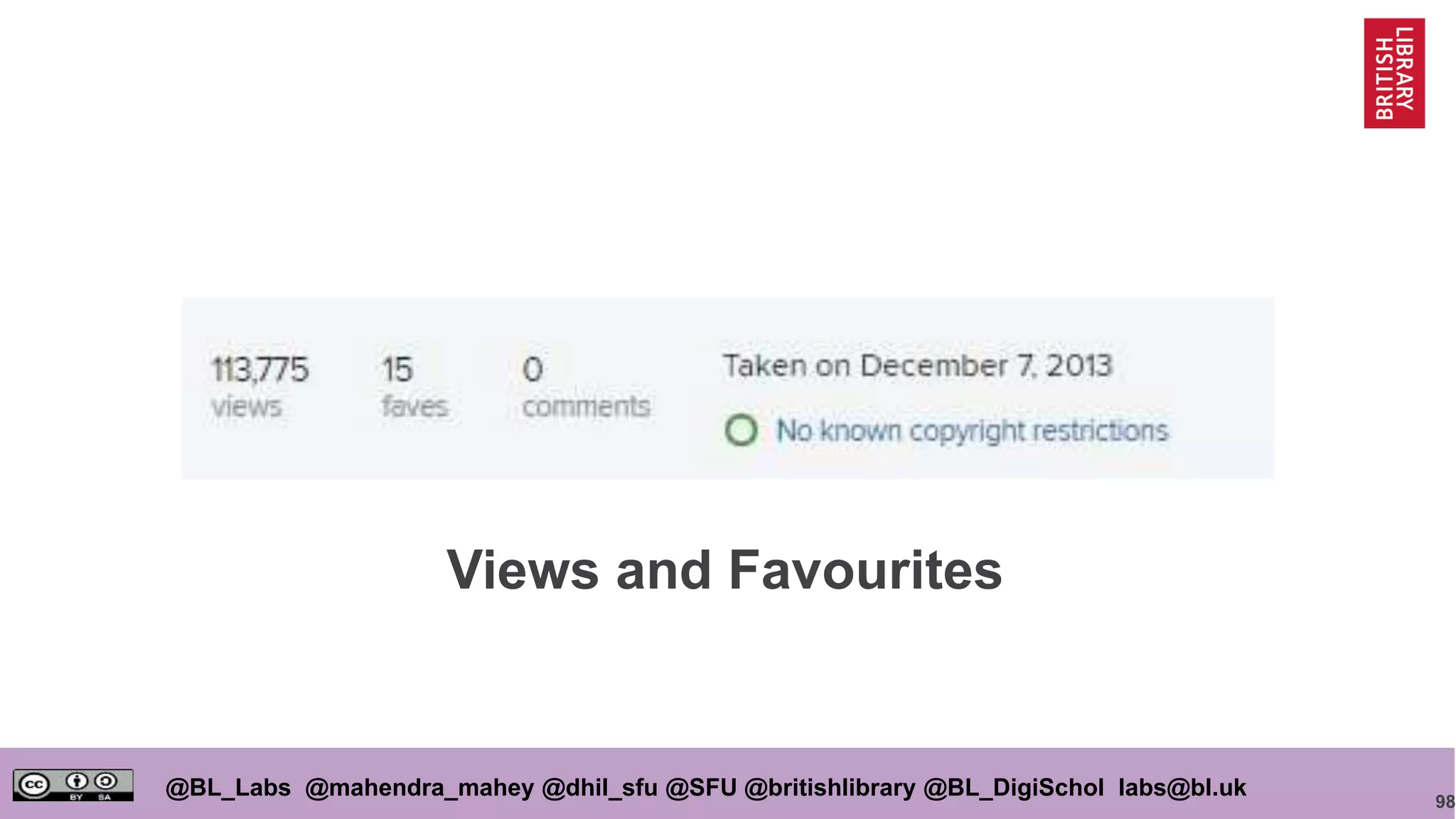 98
@BL_Labs @mahendra_mahey @dhil_sfu @SFU @britishlibrary @BL_DigiSchol labs@bl.uk
Views and Favourites
 