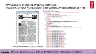 29
@BL_Labs @mahendra_mahey @dhil_sfu @SFU @britishlibrary @BL_DigiSchol labs@bl.uk
APPLEBEE''S ORIGINAL WEEKLY JOURNAL
FROM SATURDAY NOVEMBER 19 TO SATURDAY NOVEMBER 26 1715
WO2_B0001ORIWEEJO_1715_11_19-0001.tiff
 