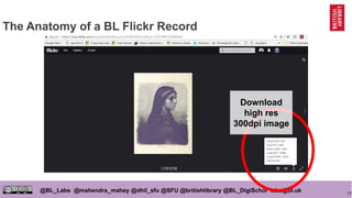 77
@BL_Labs @mahendra_mahey @dhil_sfu @SFU @britishlibrary @BL_DigiSchol labs@bl.uk
The Anatomy of a BL Flickr Record
Download
high res
300dpi image
 