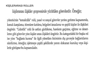 KİŞİLERARASI ROLLER: 