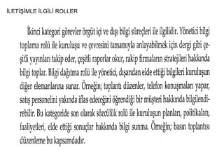 İLETİŞİMLE İLGİLİ ROLLER 