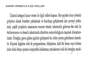 KARAR VERMEYLE İLGİLİ ROLLER 