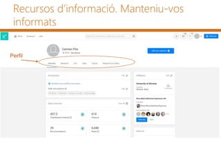 Recursos d’informació. Manteniu-vos
informats
Perfil
 