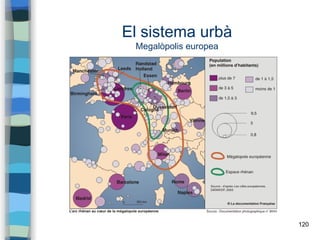 120
El sistema urbà
Megalòpolis europea
 