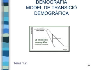 69
DEMOGRAFIA
MODEL DE TRANSICIÓ
DEMOGRÀFICA
Tema 1.2
 