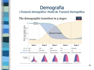 70
Demografia
L'Evolució demogràfica: Model de Transició Demogràfica
 
