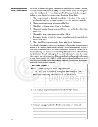 Block 3 Interrelationship Between Disaster And Development Pdf