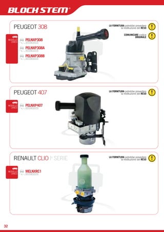 PEUGEOT 308 LA FORNITURA potrebbe prevedere 
UNICO PELNXP308 
PEUGEOT 407 la restituzione del RESO 
LA FORNITURA potrebbe prevedere 
MODELLO PELNXP407 
UNICO 
RENAULT CLIO I la restituzione del RESO a SERIE 
LA FORNITURA potrebbe prevedere 
MODELLO MELNXRC1 
UNICO 
la restituzione del RESO 
COMUNICARE codice 
ORIGINALE 
MODELLO 
PELNXP308A 
PELNXP308B 
32 
 