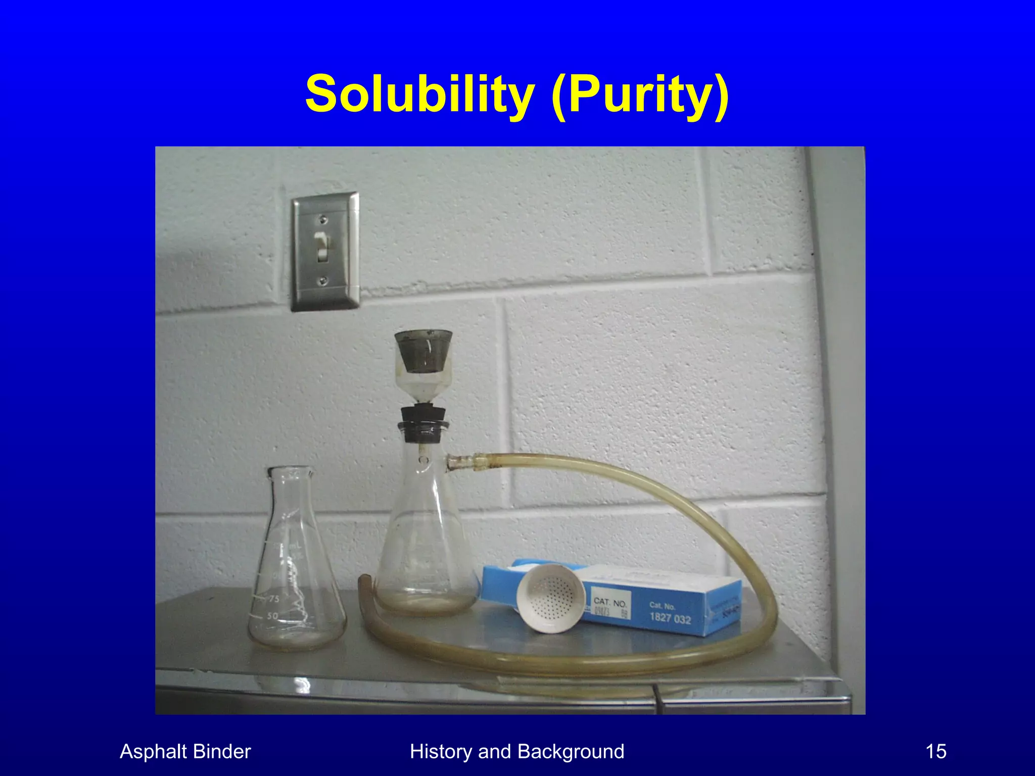 Solubility (Purity)

Asphalt Binder

History and Background

15

 