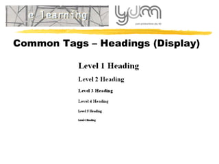 Common Tags – Headings (Display) 