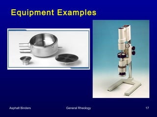 Equipment Examples

Asphalt Binders

General Rheology

17

 