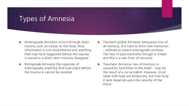 Opposite of amnesia the Amnesia: Types,