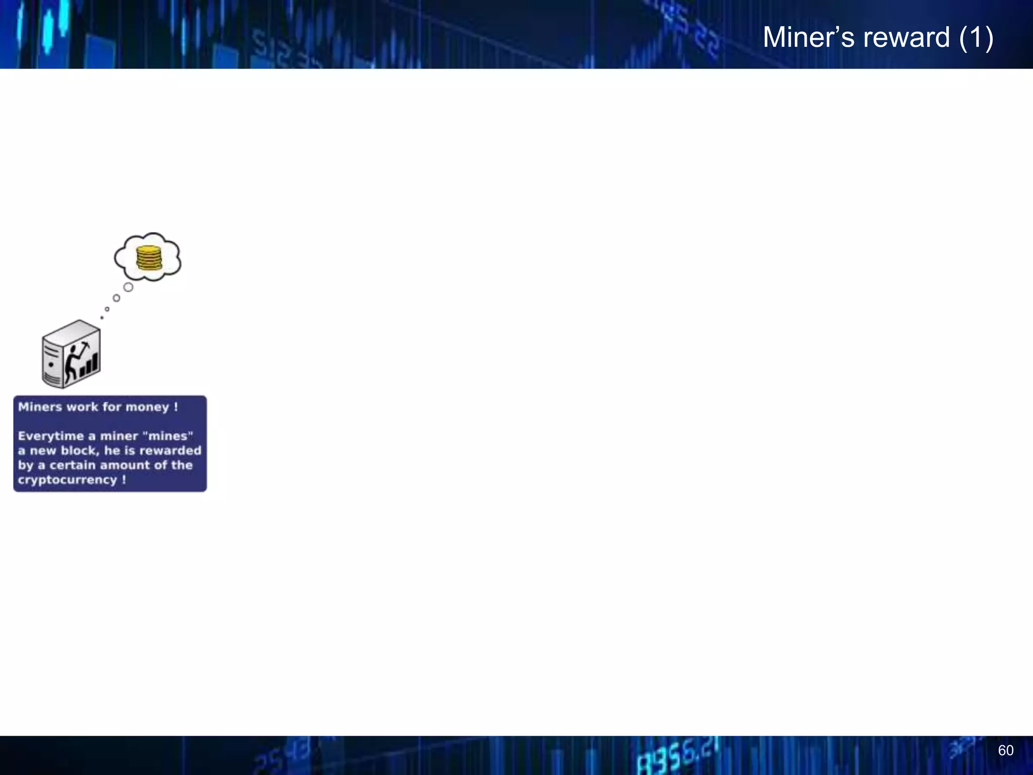 60
Miner’s reward (1)
 