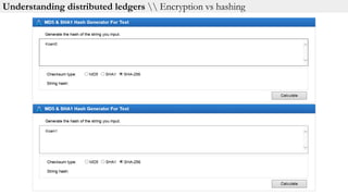 Understanding distributed ledgers  Encryption vs hashing
 