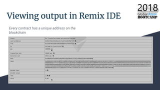Viewing output in Remix IDE
Every contract has a unique address on the
blockchain
 