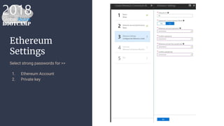 Ethereum
Settings
Select strong passwords for >>
1. Ethereum Account
2. Private key
 