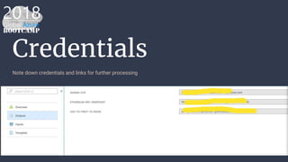Credentials
Note down credentials and links for further processing
 