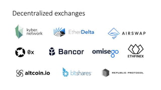 Decentralized exchanges
 