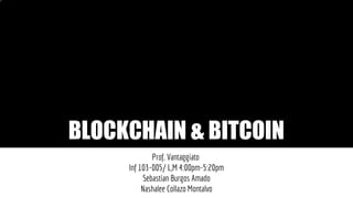 Prof. Vantaggiato
Inf 103-005/ L,M 4:00pm-5:20pm
Sebastian Burgos Amado
Nashalee Collazo Montalvo
BLOCKCHAIN & BITCOIN
 