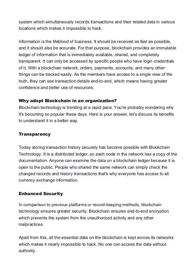 What are the benifits of Blockchain Technology? | PDF