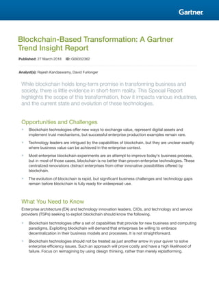 BlockchainBased Transformation A Gartner Trend Insight Report PDF