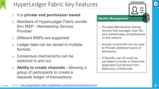 HyperLedger Fabric Key Features
01-02-2019 8
1
Source: http://hyperledger-fabric.readthedocs.io/en/latest/functionalities....