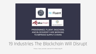 19 Industries The Blockchain Will Disrupt
https://www.youtube.com/watch?v=G3psxs3gyf8
 