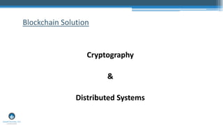 Cryptography
&
Distributed Systems
Blockchain Solution
 