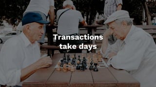 Transactions
take days
 