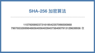 11579208923731619542357098500868
7907853269984665640564039457584007913129639936 次
SHA-256 加密算法
 